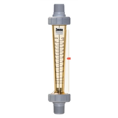 Polysulfone In-Line Flow Meter with Polysulfone Connections - Water, 4" GPM/LPM Scales, No Valve