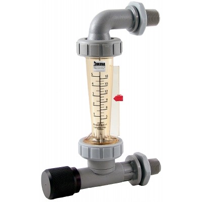 Polysulfone Panel Mount Flow Meter with Polysulfone Connections - Water, 2" GPM/LPM or GPH/LPH Scales, Adjustable Needle Valve