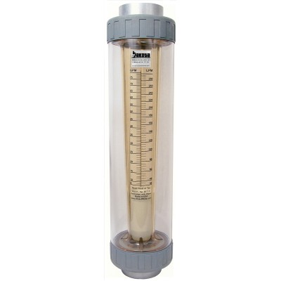 Polysulfone High Volume In-Line Flow Meter, 2" FNPT Connections, Polycarbonate Shield - Water (GPM/LPM)