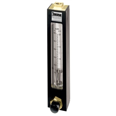 Encased Glass Tube Panel Mount Flow Meter with Valve, Brass 3/8" FNPT Adapter