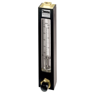 Encased Glass Tube Panel Mount Flow Meter with Valve, Brass 3/8" FNPT Adapter