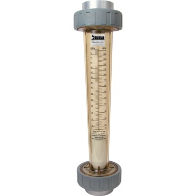 Polysulfone High Volume In-Line Flow Meter with 2" Socket Fusion Polysulfone Connections - Water (GPM/LPM)