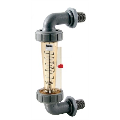 Polysulfone Panel Mount Flow Meter with Polysulfone Connections - Water, 2" GPM/LPM or GPH/LPH Scales, No Valve