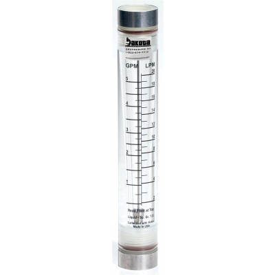 Acrylic In-Line Flow Meter, Polypropylene Connector, No Valve - Water