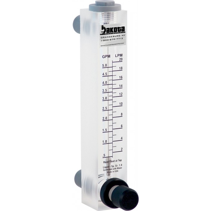 Acrylic Panel Mount Flow Meter, Polypropylene Connector, Adjustable