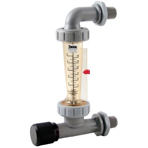 Polysulfone Panel Mount Flow Meter with Polysulfone Connections - Water, 2" GPM/LPM or GPH/LPH Scales, Adjustable Needle Valve