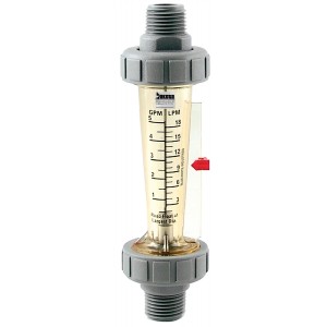 Polysulfone In-Line Flow Meter with Polysulfone Connection - Water, 2" GPM/LPM or GPH/LPH Scales, No Valve