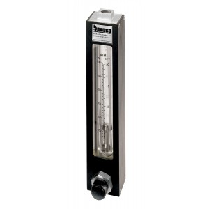 Encased Glass Tube In-Line Flow Meter with Valve, 316 Stainless Steel 3/8" FNPT Adapter
