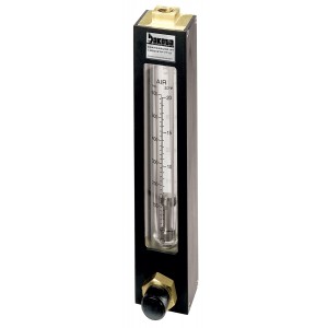 Encased Glass Tube Panel Mount Flow Meter with Valve, Brass 3/8" FNPT Adapter