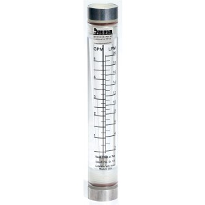 Acrylic In-Line Flow Meter with Hastelloy Guide Rods, Polypropylene Connector, No Valve - Water
