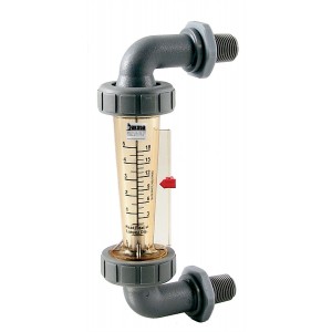 Polysulfone Panel Mount Flow Meter with Polysulfone Connections - Water, 2" GPM/LPM or GPH/LPH Scales, No Valve