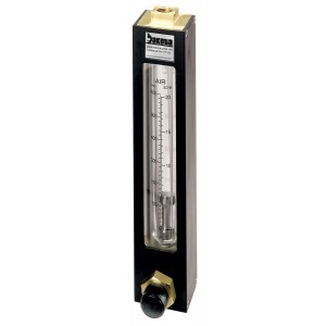 Encased Glass Tube In-Line Flow Meter with Valve, Brass 3/8" FNPT Adapter