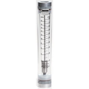 Acrylic In-Line Flow Meter with 316 Stainless Steel Guide Rods, Polypropylene Connector, No Valve - Water
