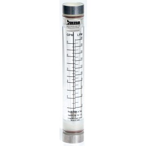 Acrylic In-Line Flow Meter, Polypropylene Connector, No Valve - Water