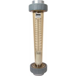 Polysulfone High Volume In-Line Flow Meter with 2" FNPT Polypropylene Connections, PVC Union Nut - Water (GPM/LPM)