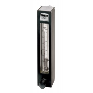 Encased Glass Tube Panel Mount Flow Meter with Valve, 316 Stainless Steel 3/8" FNPT Adapter