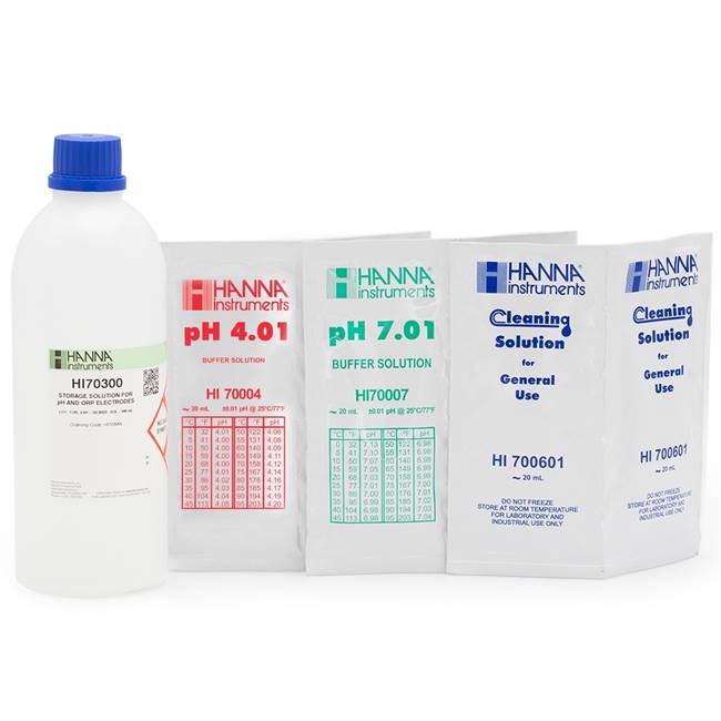 General pH Calibration Bundle, pH 4 & 7, General Purpose Cleaning Solution, Electrode Storage Solution <b>(Satchets)</b>
