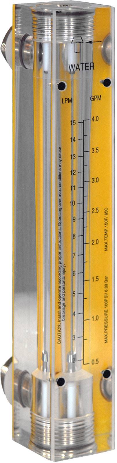 Helium Flow Meters - Acrylic, Brass Fittings, No Valve 