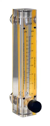Air Flow Meters - Acrylic,  Brass Fittings, Valve Included 