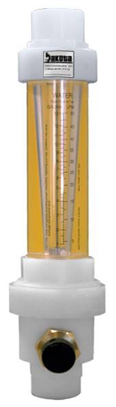 Carbon Dioxide FLow Meter 1800 LPM (62.5 SCFM) Flow Meters - Acrylic,  Polypropylene Fittings, Valve Included (6A0311PV-CA)