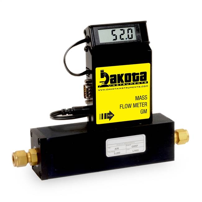 GM5 Series - Helium Mass Flow Meter - Aluminum, High Flow, With or Without LCD Readout, 3/8 Inch Compression Fittings, 0-5VDC Analog Output
