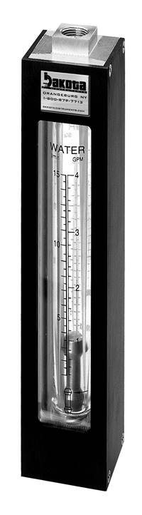 Encased Glass Tube In-Line Flow Meter, Brass 3/8" FNPT Adapter, No Valve