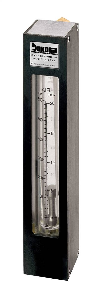 Encased Glass Tube Panel Mount Flow Meter, Brass 3/8" FNPT Adapter, No Valve