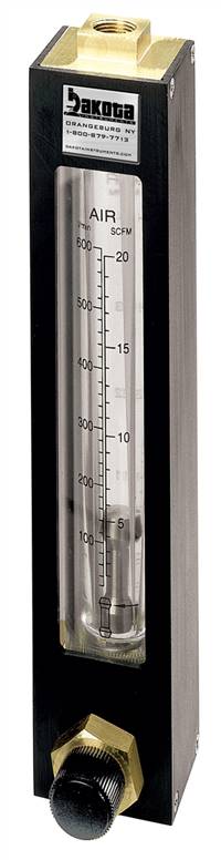 Encased Glass Tube Panel Mount Flow Meter with Valve, Brass 3/8" FNPT Adapter