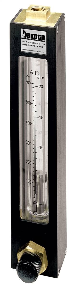 Encased Glass Tube Panel Mount Flow Meter with Valve, Brass 3/8" FNPT Adapter