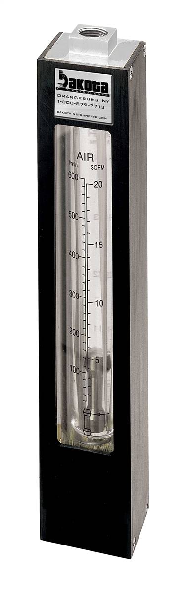 Encased Glass Tube In-Line Flow Meter, 316 Stainless Steel 3/8" FNPT Adapter, No Valve