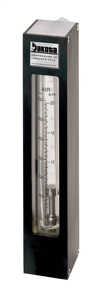 Encased Glass Tube Panel Mount Flow Meter, 316 Stainless Steel 3/8" FNPT Adapter, No Valve