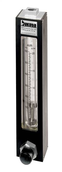 Encased Glass Tube In-Line Flow Meter with Valve, 316 Stainless Steel 3/8" FNPT Adapter