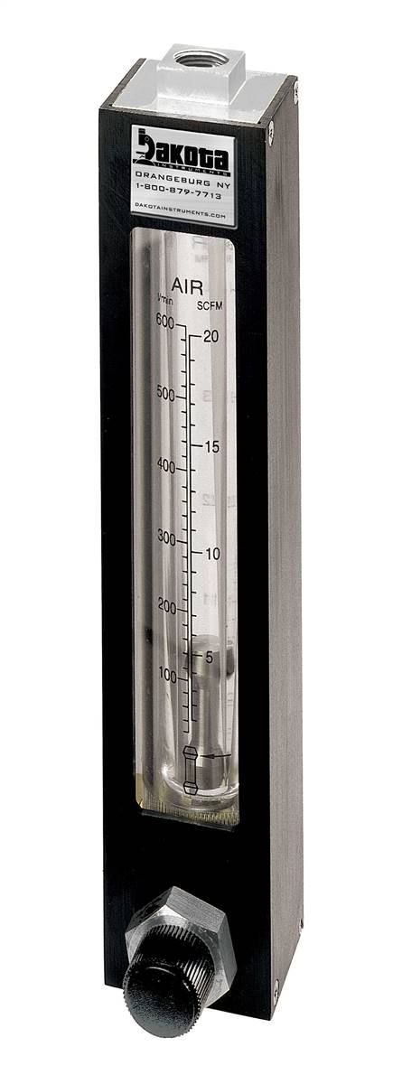 Encased Glass Tube In-Line Flow Meter with Valve, 316 Stainless Steel 3/8" FNPT Adapter
