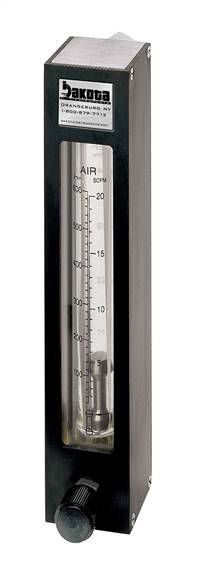 Encased Glass Tube Panel Mount Flow Meter with Valve, 316 Stainless Steel 3/8" FNPT Adapter