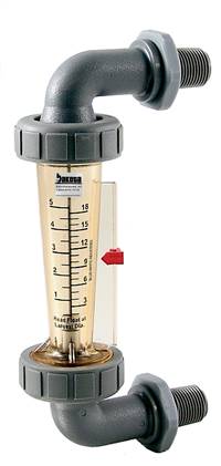 Polysulfone Panel Mount Flow Meter with Polysulfone Connections - Water, 2" GPM/LPM or GPH/LPH Scales, No Valve