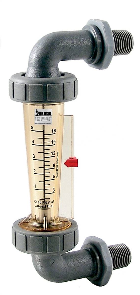 Polysulfone Panel Mount Flow Meter with Polysulfone Connections - Water, 2" GPM/LPM or GPH/LPH Scales, No Valve
