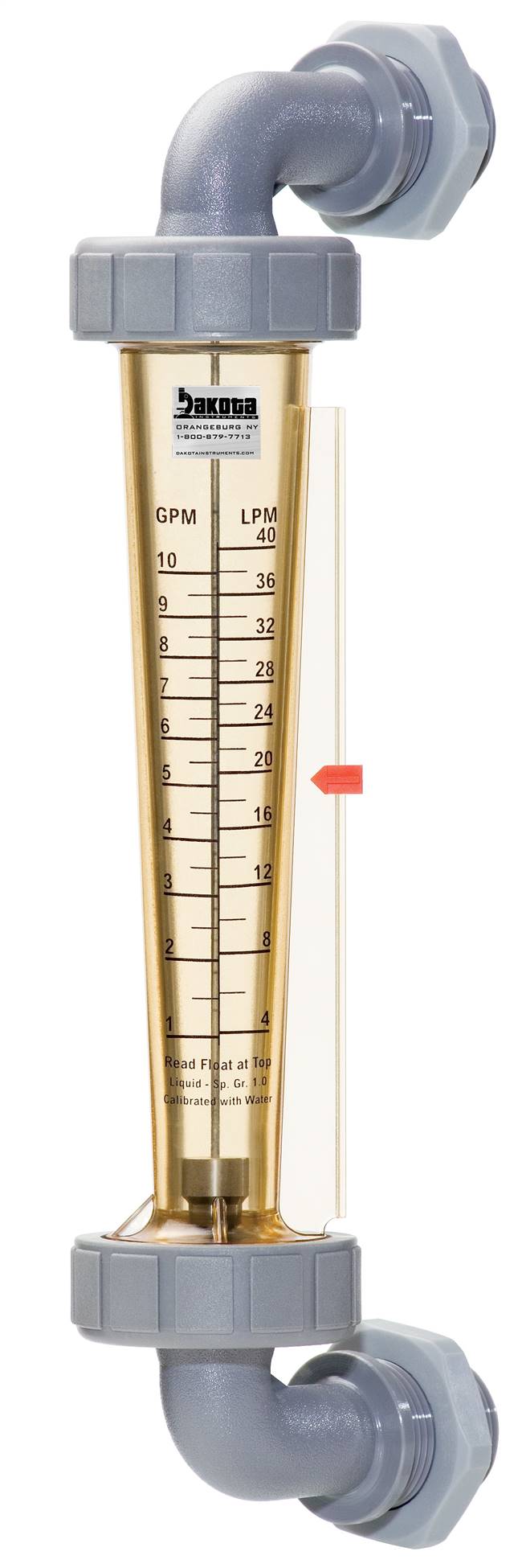 Flow Range: 1.0 - 10 GPM, 4.0 - 40.0 LPM, Center to Center Distance: 9 1/8", Float: 316 SS, Adapter: 1/2" MNPT Polysulfone