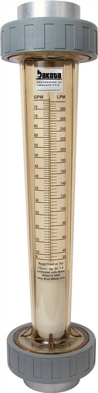Polysulfone High Volume In-Line Flow Meter with 2" FNPT Polysulfone Connections - Water (GPM/LPM)