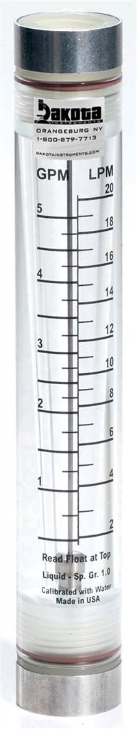 Acrylic In-Line Flow Meter, Polypropylene Connector, No Valve - Water