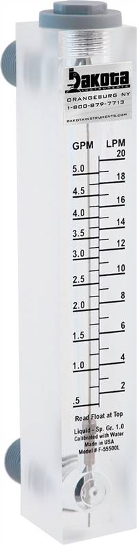 Acrylic Panel Mount Flow Meter, Polypropylene Connector, No Valve - Water