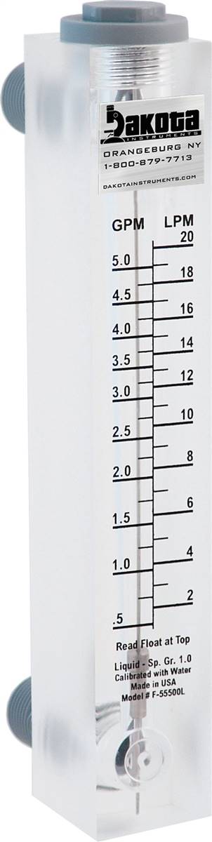 Acrylic Panel Mount Flow Meter, Polypropylene Connector, No Valve - Water