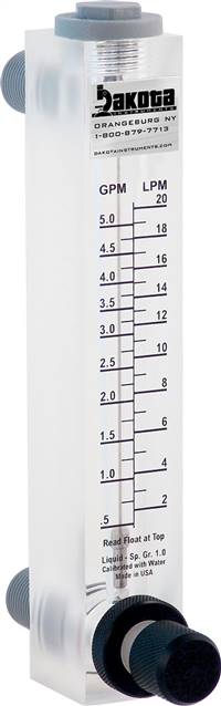 Acrylic Panel Mount Flow Meter, Polypropylene Connector, Adjustable Valve - Water