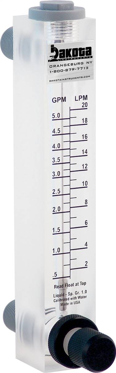 Acrylic Panel Mount Flow Meter, Polypropylene Connector, Adjustable Valve - Water